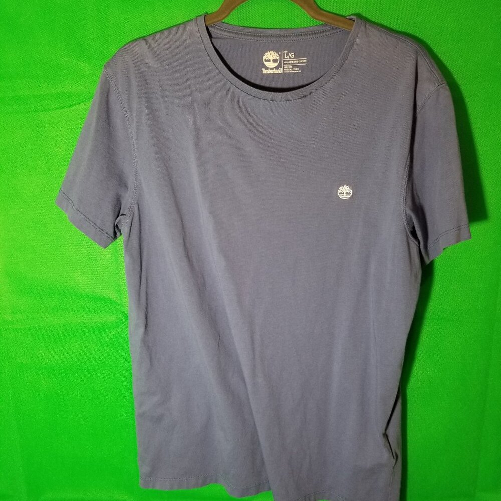 Timberland‎ Mens Slim Fit T-Shirt Top Large Blue Organic Cotton Embroidered